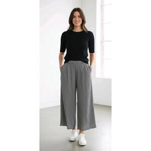 Vintage J.G.‎ Hook Black Geometric Pleated Wide Leg Cropped Pants Womans Size 6